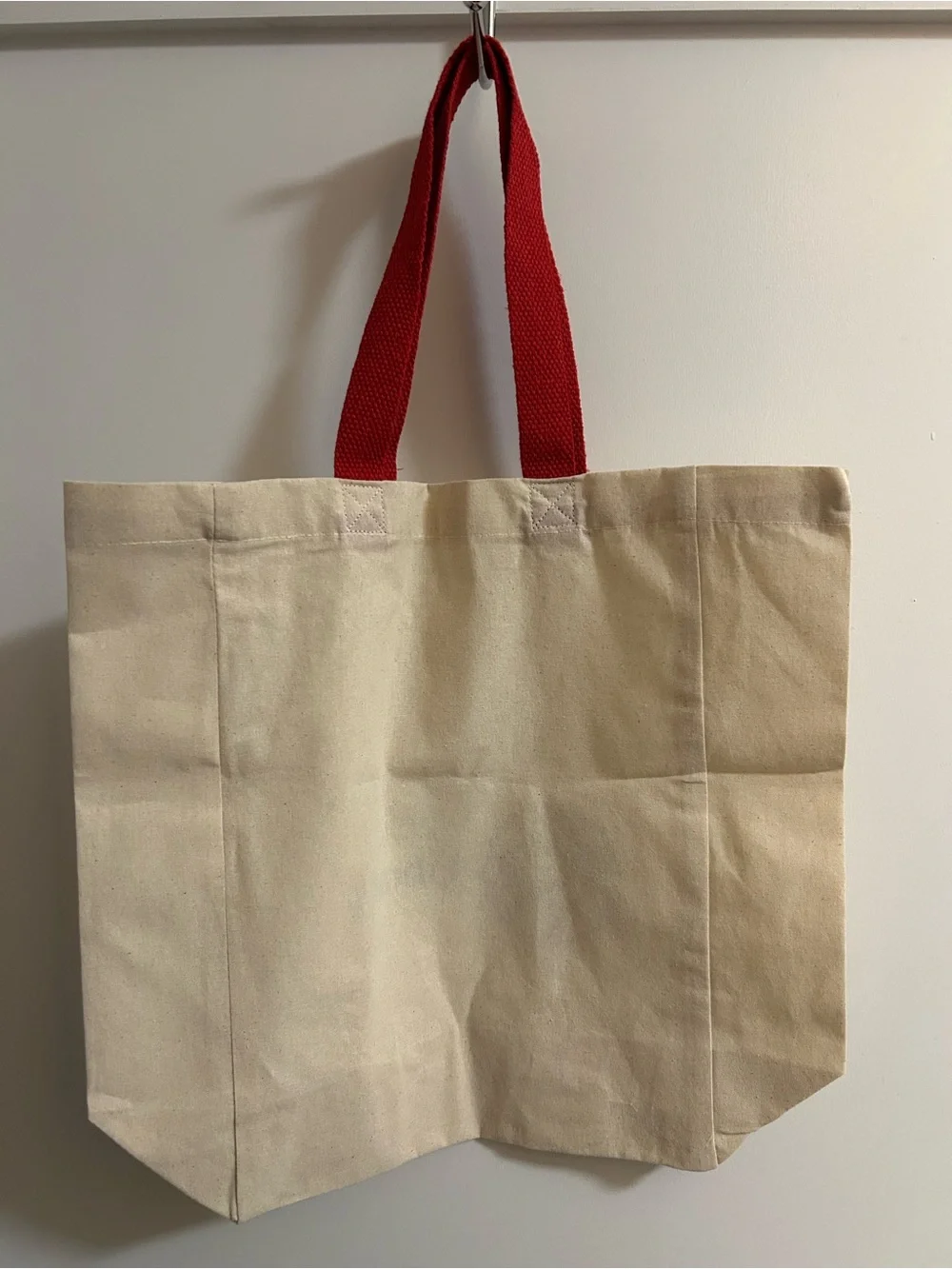 New York Public Library tote bag with red straps